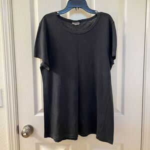 Crippen Linen Cotton Blend T-Shirt Faded Black Women's Size Large